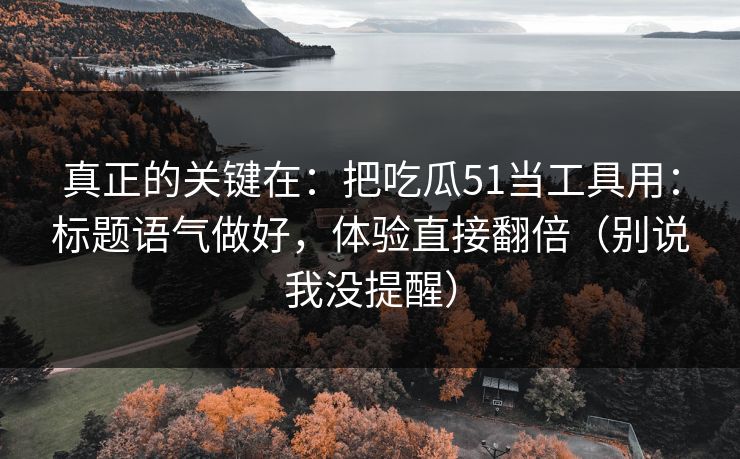 真正的关键在:把吃瓜51当工具用:标题语气做好,体验直接翻倍(别说我没提醒) 真正的关键在:把吃瓜51当工具用:标题语气做好,体验直接翻倍(别说我没提醒)